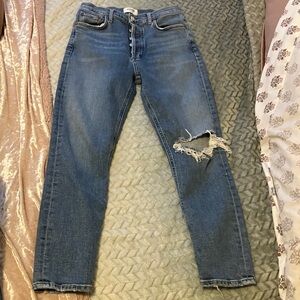 Agolde High Rise Distressed Blue Jeans 27